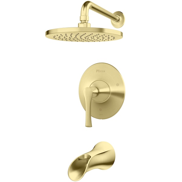Tub and Shower Trim, 3, Wall, Brushed Gold